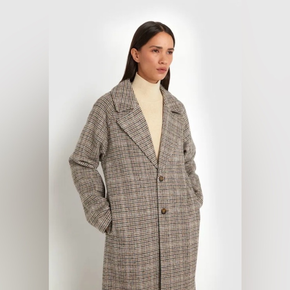 OAK + FORT Oversized Houndstooth Midweight Coat Sz XS